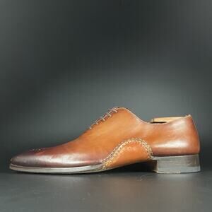 Magnanni Men’s Size 10.5 Brown Leather Lace Up Oxford Dress Shoes Casual 22075